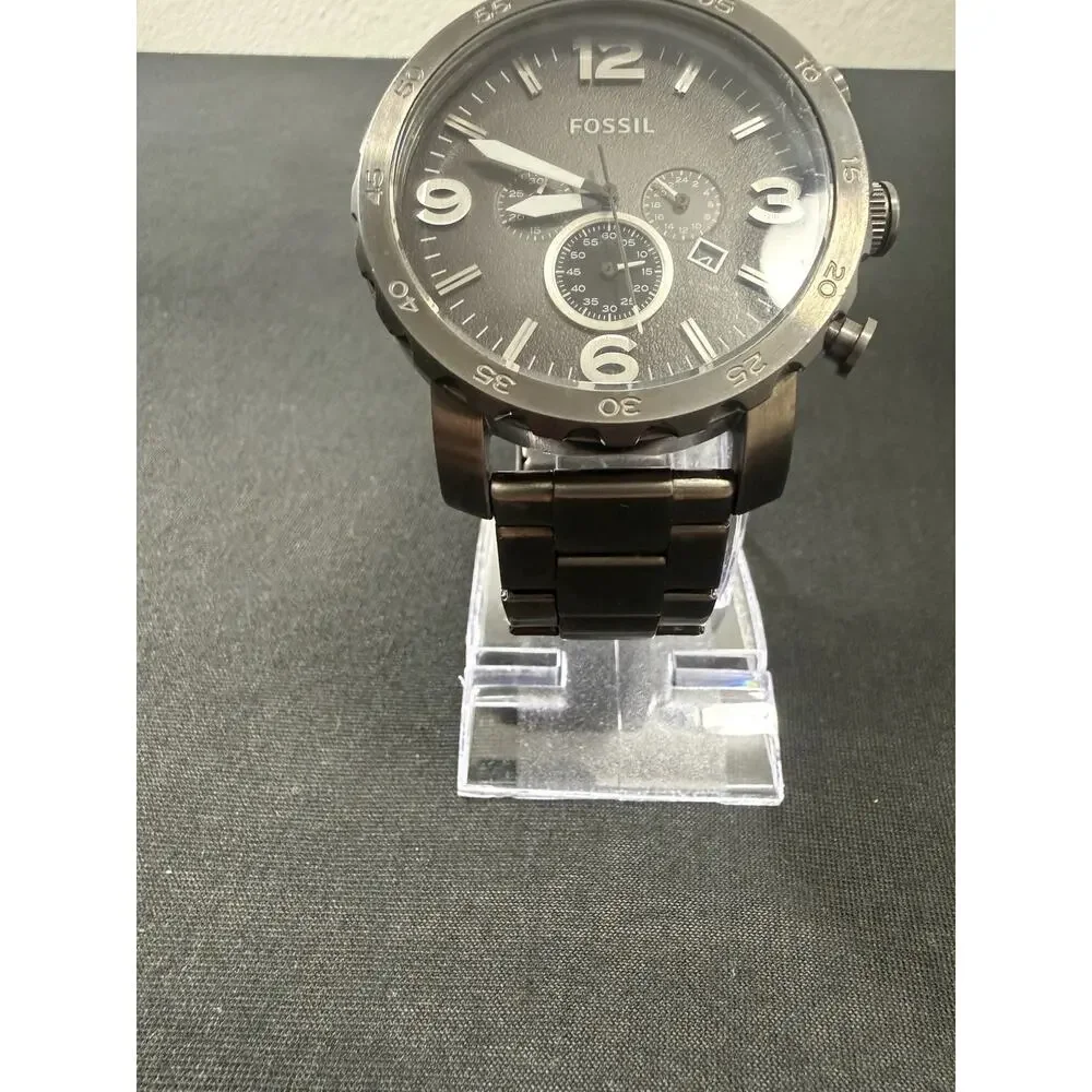 Men’s Fossil JR-1437 Wristwatch New Battery 50mm Casing Gunmetal Grey 7” Band
